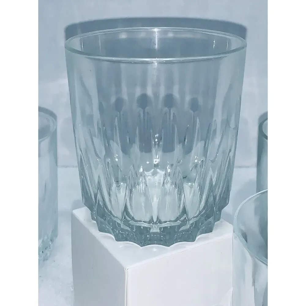 Lot of 4 Luminarc Clear Glass Rocks Double Old Fashion Glasses Turkey Sparkling
